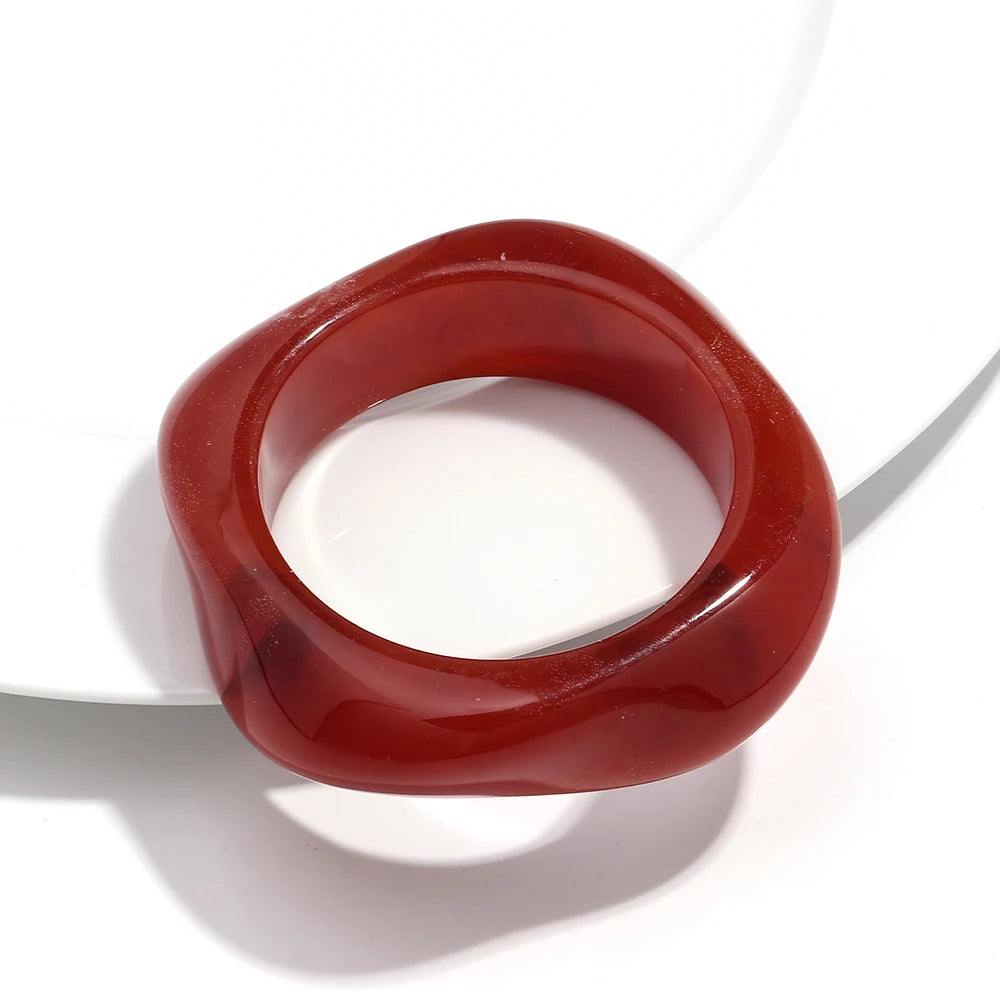 Bracelet Chunky en Résine – Style Bohème Marron Irrégulier