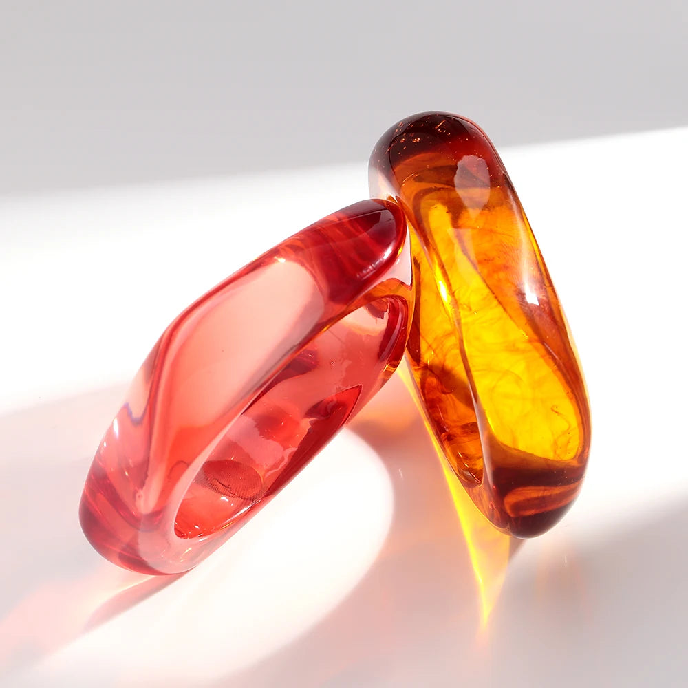 Bracelet Chunky en Résine – Style Bohème Marron Irrégulier