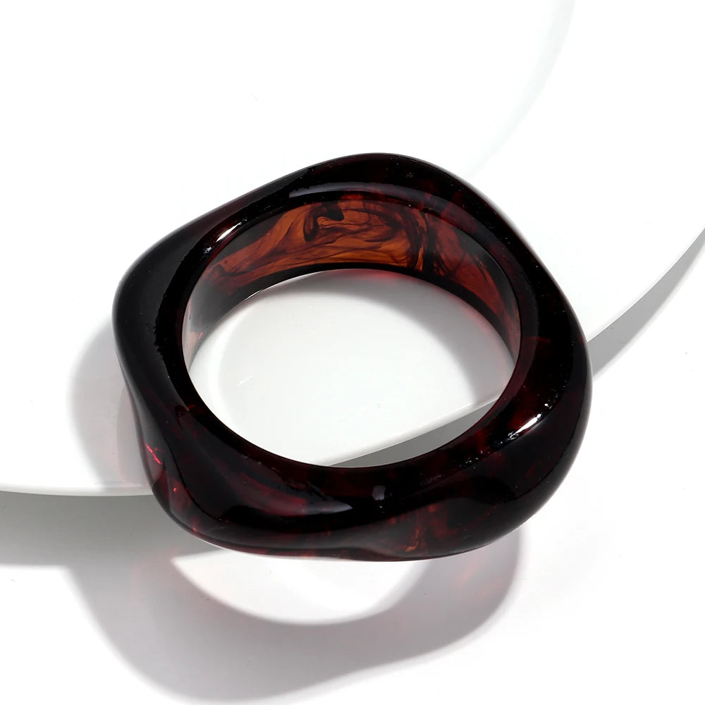 Bracelet Chunky en Résine – Style Bohème Marron Irrégulier